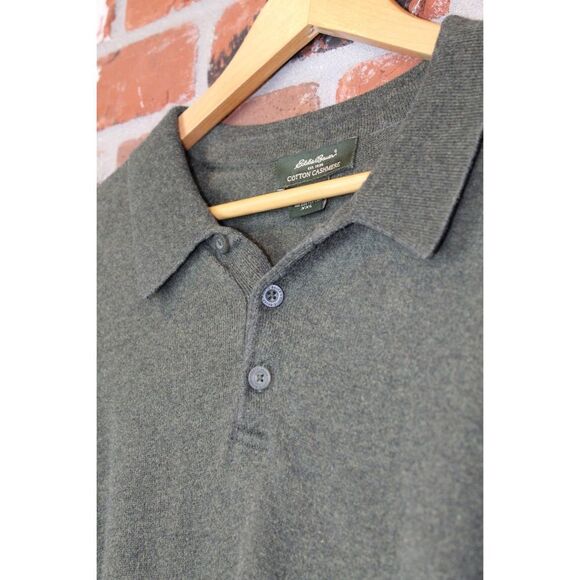 Eddie Bauer Green 1/4 Button Pullover Cotton Cashmere Sweater Mens XXL - Picture 2 of 7